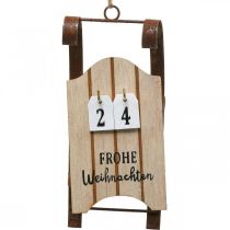 Product Decorative Sleigh Wooden Calendar Advent Rust L14.5cm 2 pcs