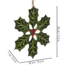 Product Holly Hanging Decoration 26cm Wooden Ornament with Red Berries