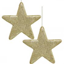 Product Christmas decoration star pendant golden glitter 18.5cm 4pcs