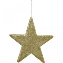 Product Christmas decoration star pendant golden glitter 30cm 2pcs