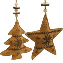 Product Christmas tree decoration star fir heart imitation leather 11cm 3pcs