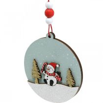 Product Christmas pendant round wooden decoration to hang up Ø8.5cm 6pcs