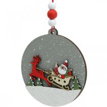Product Christmas pendant round wooden decoration to hang up Ø8.5cm 6pcs