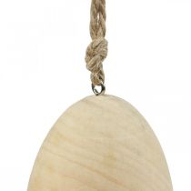 Product Wooden Eggs Decorative Eggs Hanging Natural Easter Eggs Easter Decoration H8cm 6 Pcs