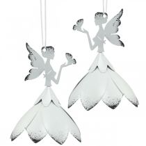 Product Hanging Pendant Elf Decoration Metal White Ø6cm H9cm 4 Pcs