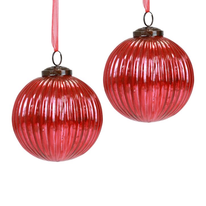 Christmas balls glass Christmas tree balls red Ø10cm 4pcs
