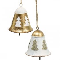 Product Christmas Bells Vintage Christmas Decoration Golden White 2pcs