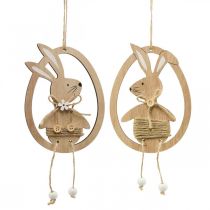 Product Decorative pendant wooden Easter decoration rabbit in the egg 9×1.5×23cm 6 pieces