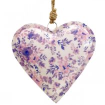 Deco pendant metal heart deco flowers 16x16x2.5cm 3pcs