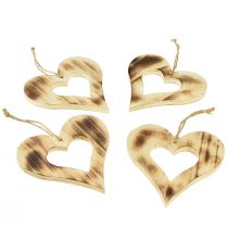 Product Wooden hearts decoration hanger heart in heart flamed 15x15cm 4pcs