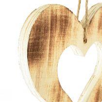 Product Wooden hearts decoration hanger heart in heart flamed 15x15cm 4pcs