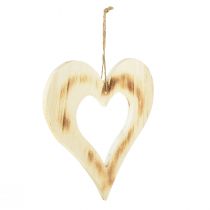 Product Decorative heart wood decoration heart in heart burnt natural 25x25cm