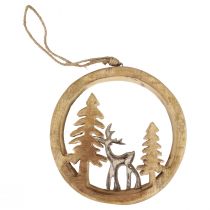 Product Hanging decoration window Christmas decoration reindeer wood decoration 19.5cm