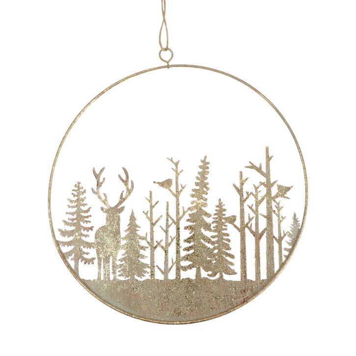 Decorative ring metal forest deer decoration vintage gold Ø22.5cm