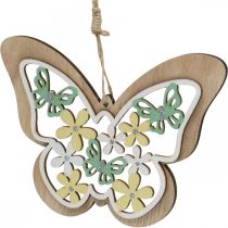 Butterfly to hang, wooden pendant flower, spring decoration with glitter H11/14.5cm 4pcs