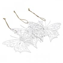 Product Butterfly Decoration Hanging Vintage Metal Decoration White 15×12cm 3 Pcs