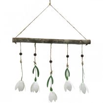 Decorative branch with blossoms, spring, snowdrops for hanging, metal blossoms L48cm W90cm