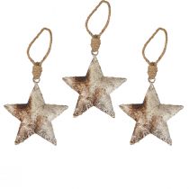 Product Hanging Decoration Star Christmas Metal Silver 11cm 3 Pcs