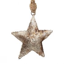 Product Hanging Decoration Star Christmas Metal Silver 11cm 3 Pcs