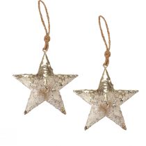 Hanging decoration star metal Christmas decoration silver 15.5cm 3pcs