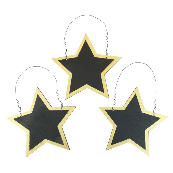 Product Wooden Stars Black Gold Decoration Hanger Christmas Ø15cm 8 pcs