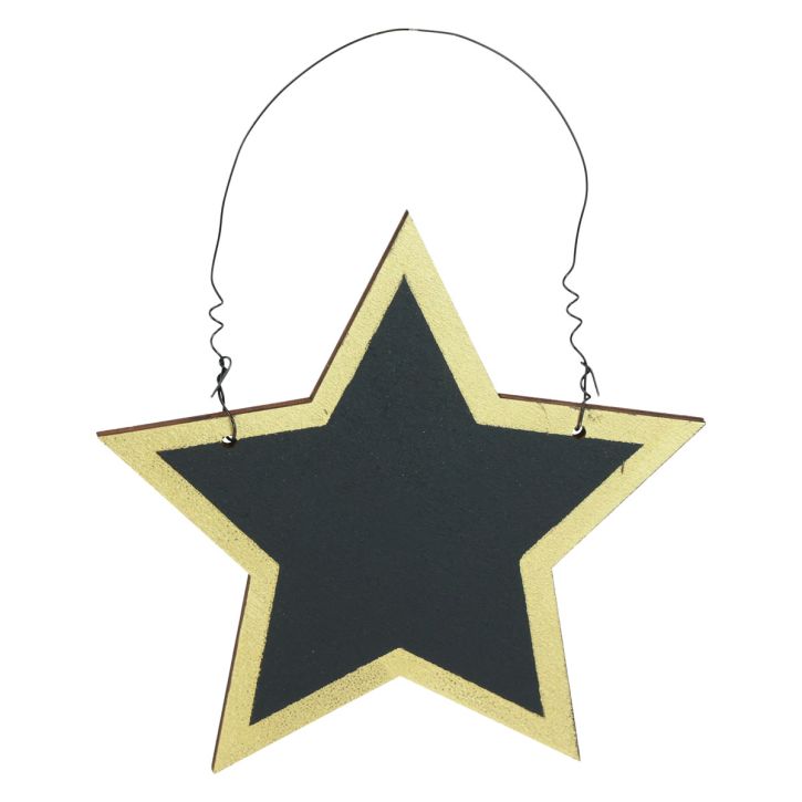 Product Wooden Stars Black Gold Decoration Hanger Christmas Ø15cm 8 pcs