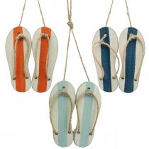 Product Decorative Flip Flops Hanging Decoration Maritime Orange/Blue H15cm 3 Pcs