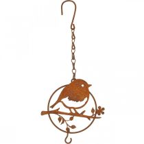 Product Metal bird for hanging, feeding place, bird with hook patina 11.5×13cm