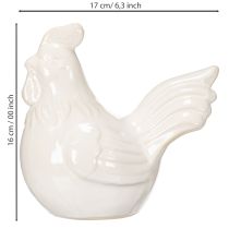 Product Chicken figurine, glossy glazed, for modern home decor, 17cm, 2 pieces