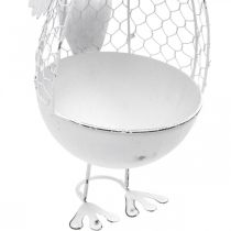 Chicken for planting, lattice basket, Easter decoration, country style white, silver H26.5cm Ø11.5cm