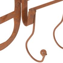 Product Rusty metal hook rail, decorative hay fork, garden decoration, 4 hooks, 62cm