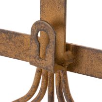 Product Hook rail for garden tools, garden decorations, rake, spade, and hoe; metal coat rack made of rusted metal, L33.5cm