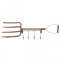 Product Hook strip patina decoration pitchfork garden decoration 4 hooks 62cm