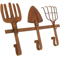 Product Hook bar garden tools, garden decoration, rake spade rake, wardrobe made of metal patina L33.5cm