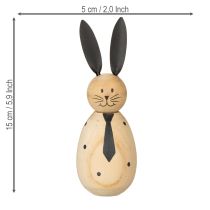 Product Wooden-look rabbit decorative figurine for calm and timeless decoration, 15cm, 2 pieces