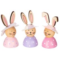Product Easter bunny table decoration for spring, decorative bunnies with hats, 7cm, 9 pieces