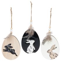 Product Wooden Easter Eggs for Hanging, White and Black, 10cm, 6 Pieces