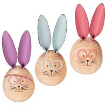 Product Decorative rabbit figurines with faces for playful accents on tables and shelves, 14cm, 3 pieces