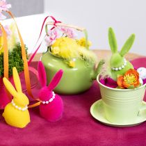 Product Easter bunny decorative figure with pearl necklace, perfect for living room or bedroom, 13cm, 4 pieces