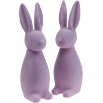 Product Decorative Easter Bunny – 2nd Choice – Flocked Lilac H29.5cm 2 pcs