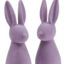 Product Decorative Easter Bunny – 2nd Choice – Flocked Lilac H29.5cm 2 pcs