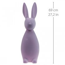 Product Decorative Easter Bunny, Flocked Lilac Purple, H69cm