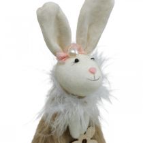 Easter bunny made of fabric, spring decoration, decorative bunny for hanging brown, natural H21cm 6pcs