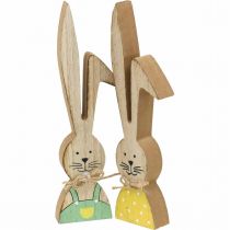 Happy bunny decoration, spring, Easter bunny couple, wooden decoration to put H19cm 6pcs