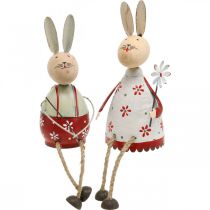 Bunny with child edge seater Easter wood, metal H21/23cm set of 2
