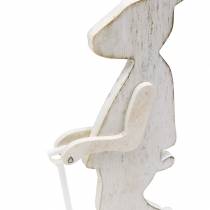 Bunny with garden tools white wood H28 / 30.5cm set of 2