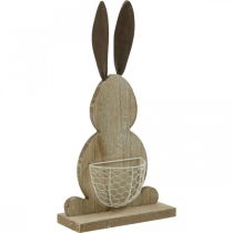 Wooden bunny with basket Easter bunny spring decoration nature, white H36cm