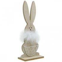 Bunny with basket Easter bunny wooden decoration Easter nature H30cm