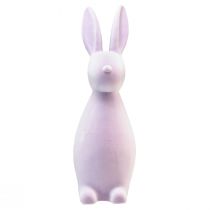 Product Easter bunny decoration standing rabbit – 2nd choice – flocked lilac H47cm