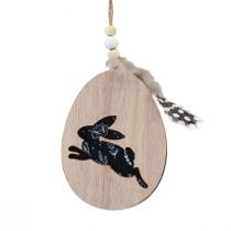 Product Bunny in Egg Wooden Easter Eggs for Hanging White Black 10cm 6 Pcs